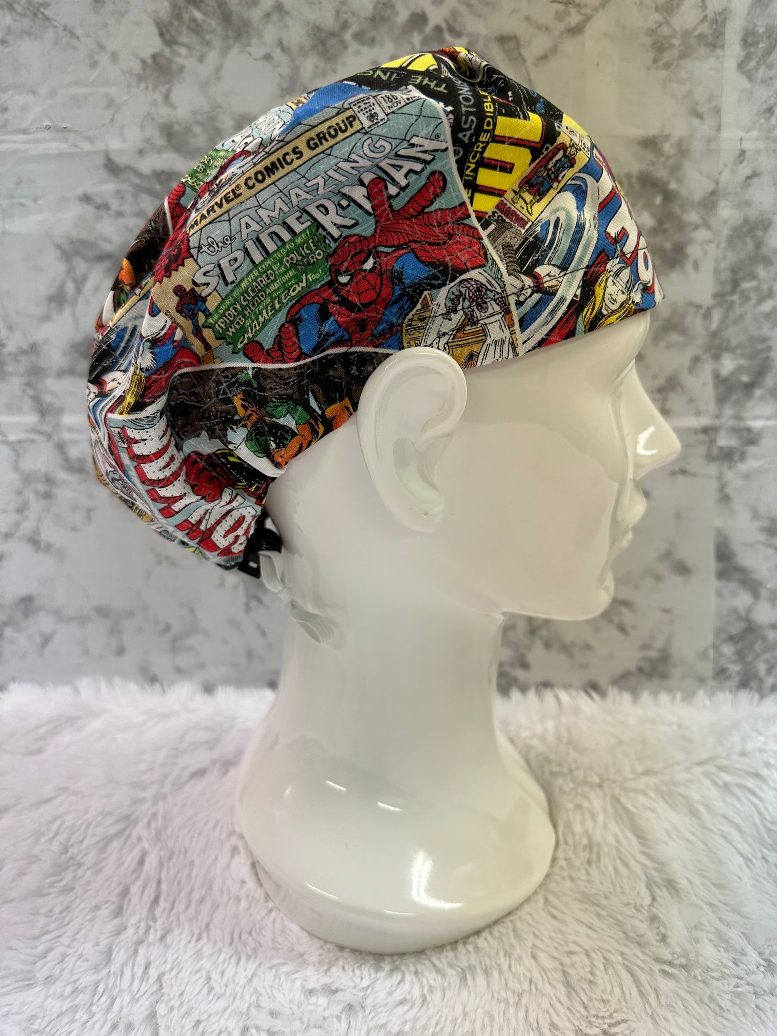 Comic Book Hero Collage-Euro Style Scrub Cap