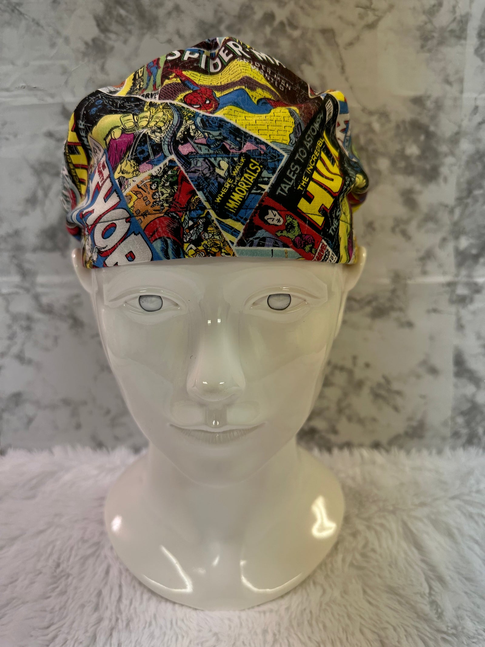 Comic Book Hero Collage-Euro Style Scrub Cap